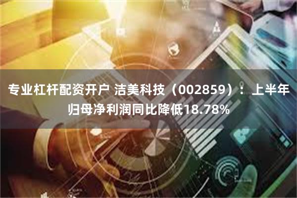 专业杠杆配资开户 洁美科技（002859）：上半年归母净利润同比降低18.78%